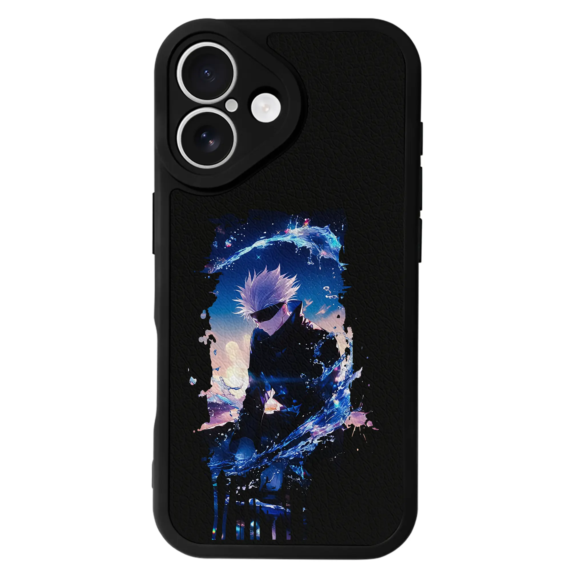 呪術廻戦 グッズ,五条 悟 - IPhone 16シリーズ対応 ・ シリコンスマホケース ・ レザー調 ・ 高精度フィット ・ 耐衝撃 ・ ワイヤレス充電対応 ・ 精密カット